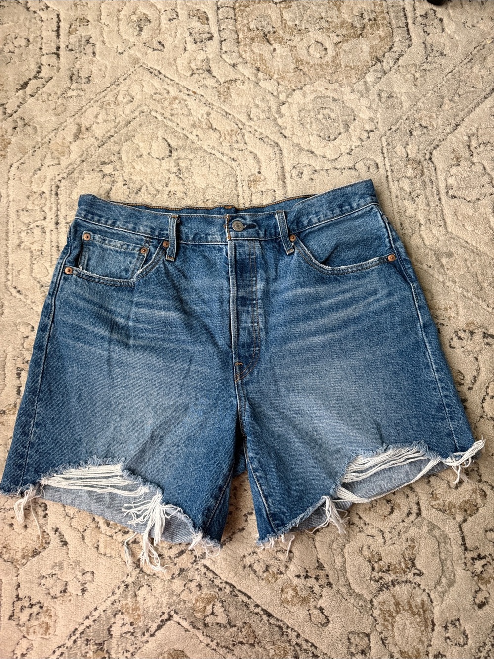 Levi's Distressed Blue Denim Jean Shorts
